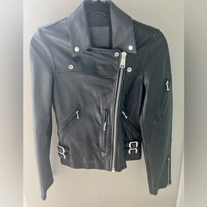 All Saints Black Leather Asymmetrical Moto Jacket